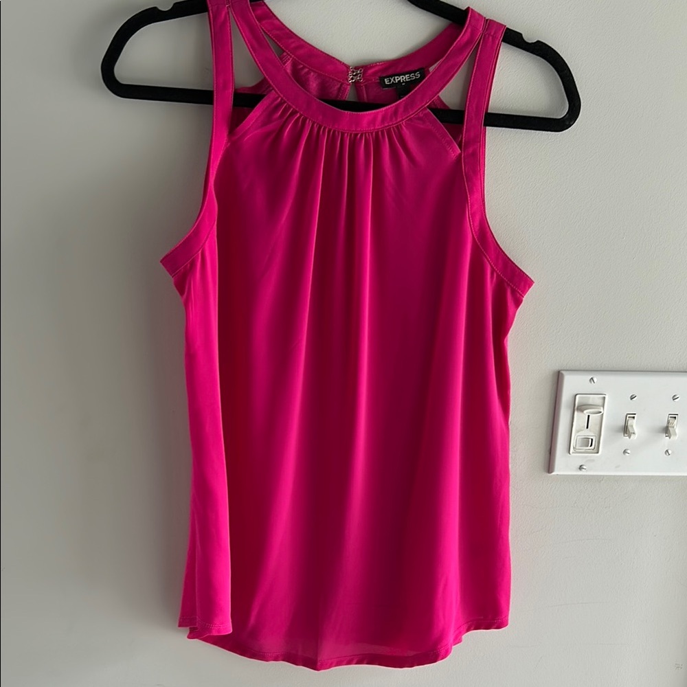 Express Pink Pleated Sleeveless Tank Top